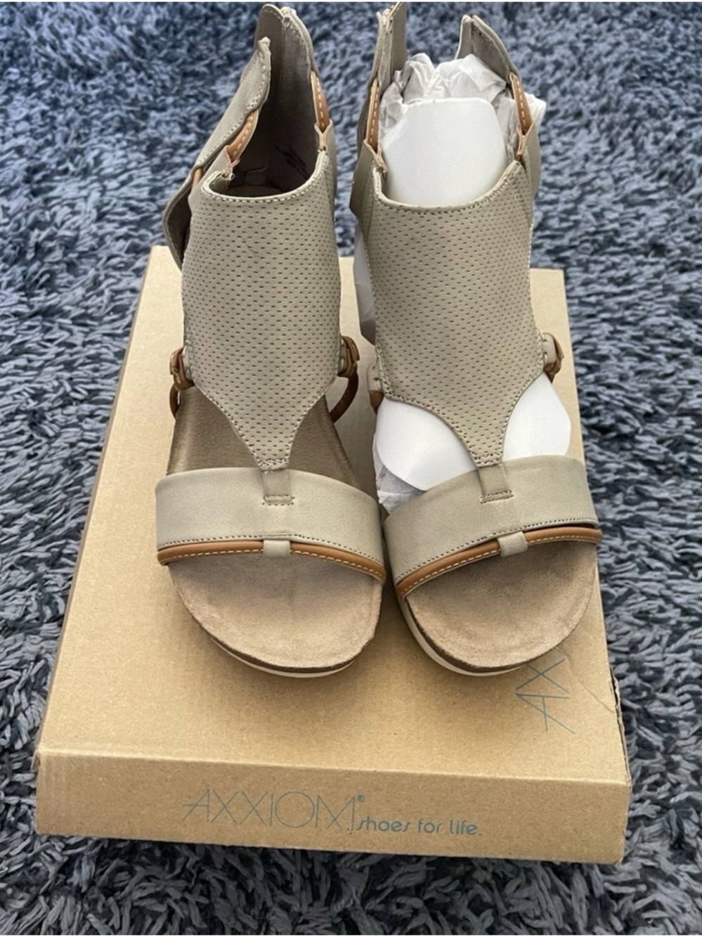 Axxiom Brown Wedge Sandals Women's-(Size: 7.5)
